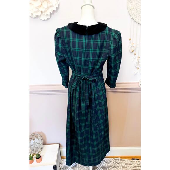 Miss Dorby Petites Black Watch Plaid Collared Dress VINTAGE - Picture 5 of 6